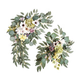 Maxbell 2 Pieces Artificial Wreath Home Decor Front Door Ornament Flower Swag Window Style C