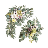 Maxbell 2 Pieces Artificial Wreath Home Decor Front Door Ornament Flower Swag Window Style C