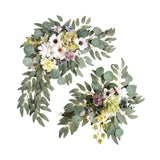 Maxbell 2 Pieces Artificial Wreath Home Decor Front Door Ornament Flower Swag Window Style C