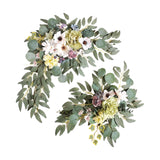 Maxbell 2 Pieces Artificial Wreath Home Decor Front Door Ornament Flower Swag Window Style C