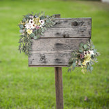 Maxbell 2 Pieces Artificial Wreath Home Decor Front Door Ornament Flower Swag Window Style C