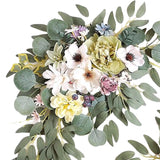 Maxbell 2 Pieces Artificial Wreath Home Decor Front Door Ornament Flower Swag Window Style C