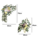 Maxbell 2 Pieces Artificial Wreath Home Decor Front Door Ornament Flower Swag Window Style C