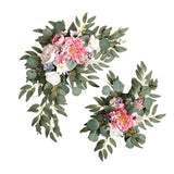 Maxbell 2 Pieces Artificial Wreath Home Decor Front Door Ornament Flower Swag Window Style D