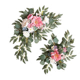 Maxbell 2 Pieces Artificial Wreath Home Decor Front Door Ornament Flower Swag Window Style D