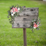 Maxbell 2 Pieces Artificial Wreath Home Decor Front Door Ornament Flower Swag Window Style D