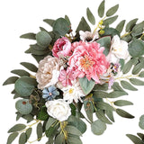 Maxbell 2 Pieces Artificial Wreath Home Decor Front Door Ornament Flower Swag Window Style D