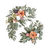 Maxbell 2 Pieces Artificial Wreath Home Decor Front Door Ornament Flower Swag Window Style E
