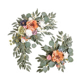 Maxbell 2 Pieces Artificial Wreath Home Decor Front Door Ornament Flower Swag Window Style E