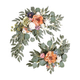 Maxbell 2 Pieces Artificial Wreath Home Decor Front Door Ornament Flower Swag Window Style E