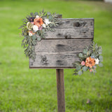 Maxbell 2 Pieces Artificial Wreath Home Decor Front Door Ornament Flower Swag Window Style E