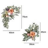 Maxbell 2 Pieces Artificial Wreath Home Decor Front Door Ornament Flower Swag Window Style E