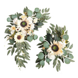 Maxbell 2 Pieces Artificial Wreath Home Decor Front Door Ornament Flower Swag Window Style G