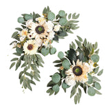 Maxbell 2 Pieces Artificial Wreath Home Decor Front Door Ornament Flower Swag Window Style G
