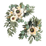 Maxbell 2 Pieces Artificial Wreath Home Decor Front Door Ornament Flower Swag Window Style G