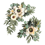 Maxbell 2 Pieces Artificial Wreath Home Decor Front Door Ornament Flower Swag Window Style G