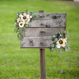 Maxbell 2 Pieces Artificial Wreath Home Decor Front Door Ornament Flower Swag Window Style G