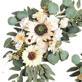 Maxbell 2 Pieces Artificial Wreath Home Decor Front Door Ornament Flower Swag Window Style G