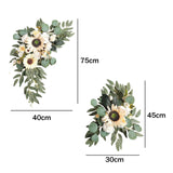 Maxbell 2 Pieces Artificial Wreath Home Decor Front Door Ornament Flower Swag Window Style G