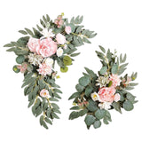 Maxbell 2 Pieces Artificial Wreath Home Decor Front Door Ornament Flower Swag Window Style H