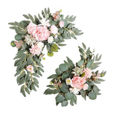 Maxbell 2 Pieces Artificial Wreath Home Decor Front Door Ornament Flower Swag Window Style H