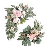 Maxbell 2 Pieces Artificial Wreath Home Decor Front Door Ornament Flower Swag Window Style H