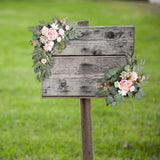 Maxbell 2 Pieces Artificial Wreath Home Decor Front Door Ornament Flower Swag Window Style H