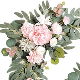 Maxbell 2 Pieces Artificial Wreath Home Decor Front Door Ornament Flower Swag Window Style H