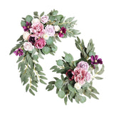 Maxbell 2 Pieces Artificial Wreath Home Decor Front Door Ornament Flower Swag Window Style I
