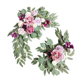 Maxbell 2 Pieces Artificial Wreath Home Decor Front Door Ornament Flower Swag Window Style I