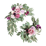 Maxbell 2 Pieces Artificial Wreath Home Decor Front Door Ornament Flower Swag Window Style I
