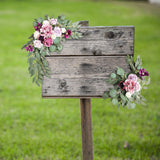 Maxbell 2 Pieces Artificial Wreath Home Decor Front Door Ornament Flower Swag Window Style I