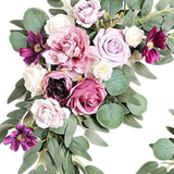 Maxbell 2 Pieces Artificial Wreath Home Decor Front Door Ornament Flower Swag Window Style I