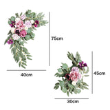 Maxbell 2 Pieces Artificial Wreath Home Decor Front Door Ornament Flower Swag Window Style I