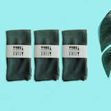 Maxbell 3 Pieces Washable Cloth Napkins Dining Table Mat Tableware Mat for Decor Dark Green