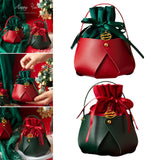 Maxbell Candy Bag Santa Velvet Gift Bags for Holiday christmas Tree Red