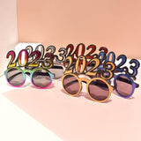 Maxbell New Year Photo Glasses Decorations Photo Prop for Adults Kids Celebration Aureate Pink