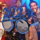 Maxbell New Year Photo Glasses Decorations Photo Prop for Adults Kids Celebration Blue Pink