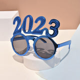 Maxbell New Year Photo Glasses Decorations Photo Prop for Adults Kids Celebration Blue Pink