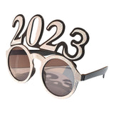 Maxbell New Year Photo Glasses Decorations Photo Prop for Adults Kids Celebration Argent