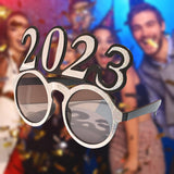 Maxbell New Year Photo Glasses Decorations Photo Prop for Adults Kids Celebration Argent