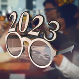 Maxbell New Year Photo Glasses Decorations Photo Prop for Adults Kids Celebration Argent