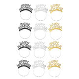 Maxbell 12Pcs Happy New Year Headband Photo Props for Holiday New Years Eve Party