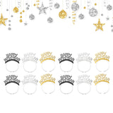 Maxbell 12Pcs Happy New Year Headband Photo Props for Holiday New Years Eve Party