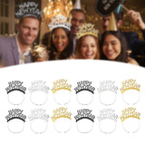 Maxbell 12Pcs Happy New Year Headband Photo Props for Holiday New Years Eve Party
