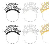 Maxbell 12Pcs Happy New Year Headband Photo Props for Holiday New Years Eve Party
