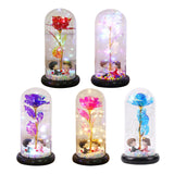 Maxbell Luxury Artificial Flower with Glass Cover Handmade for Mom Women Wife Decor Red