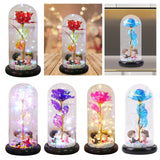 Maxbell Luxury Artificial Flower with Glass Cover Handmade for Mom Women Wife Decor Red