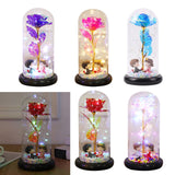 Maxbell Luxury Artificial Flower with Glass Cover Handmade for Mom Women Wife Decor Red