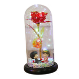 Maxbell Luxury Artificial Flower with Glass Cover Handmade for Mom Women Wife Decor Red